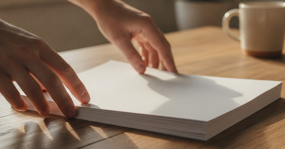 Overhead studio shot of blank tax forms and a folder on a desk